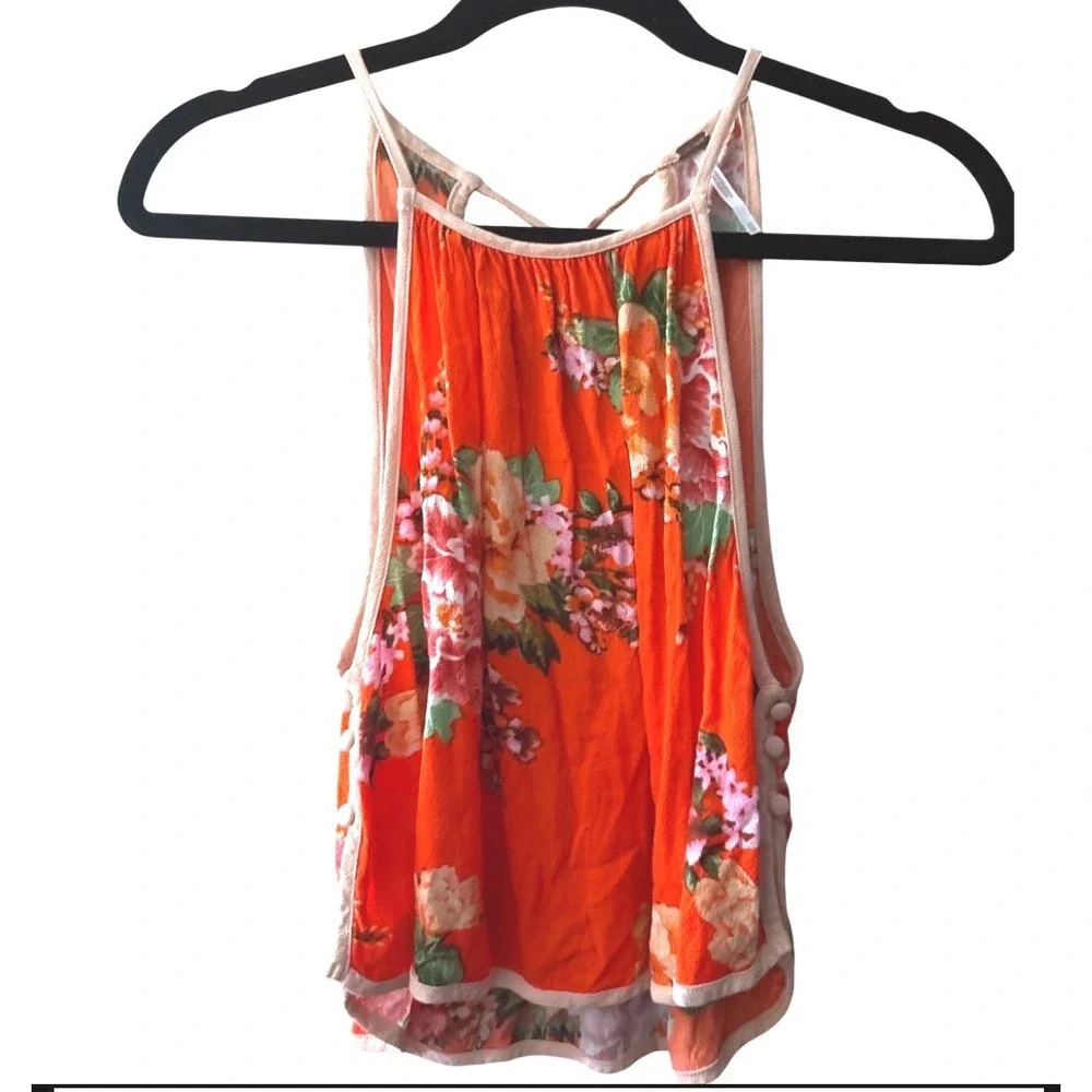 Free People XS Break Free crop tank floral‎ tropical boho
